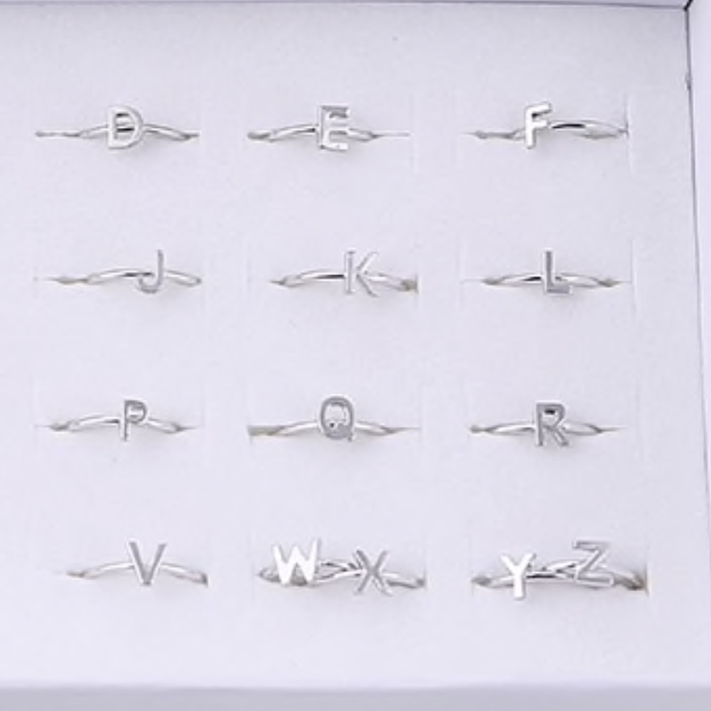Letter L Name Initial Silver Open Ended Cuff Ring - Picture 3 of 5